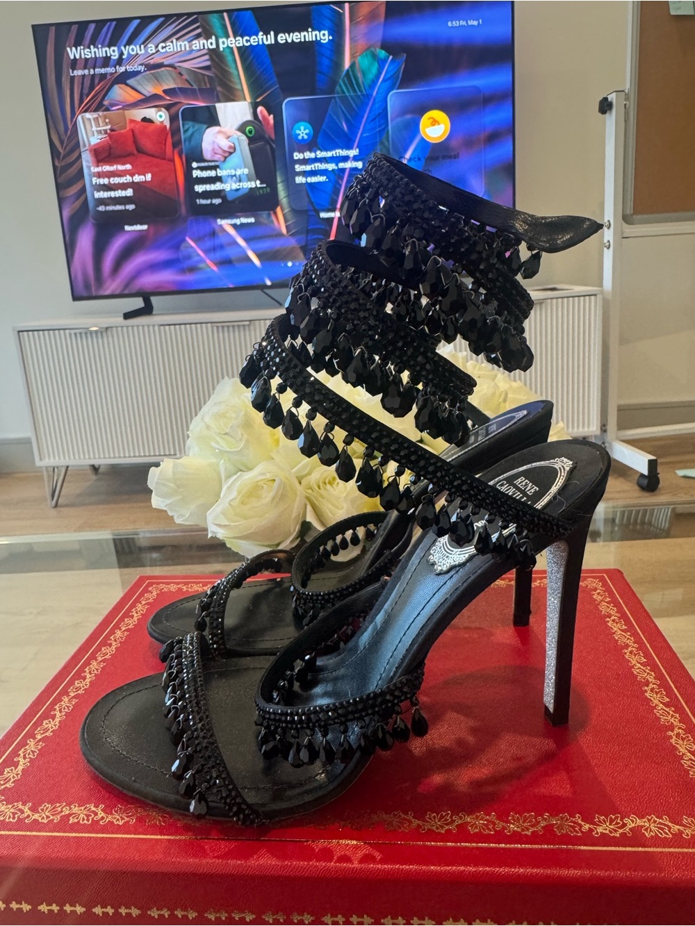 Rene Caovilla CHANDELIER BLACK SANDAL 105 - Picture 2 of 7